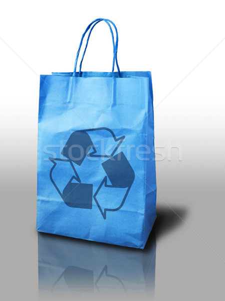 Lichtblauw recycleren winkelen papier zak Stockfoto © nuttakit