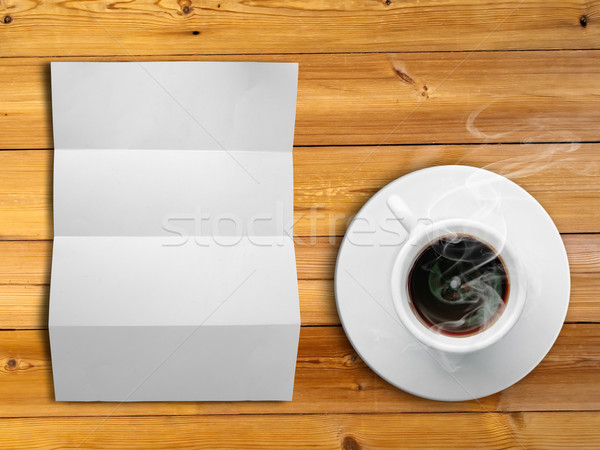White fold paper and a white coffee cup Stock photo © nuttakit