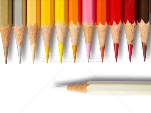 Branco onze quente lápis de cor escritório madeira Foto stock © nuttakit