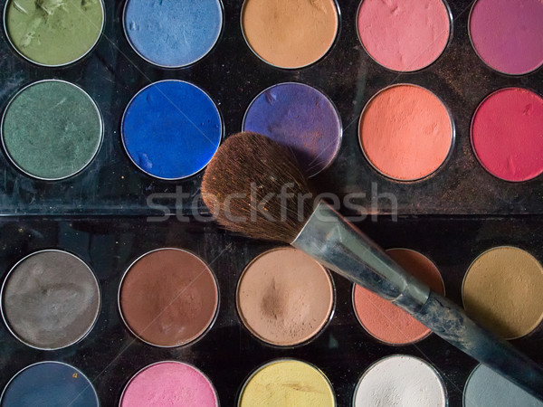 Top Ansicht schmutzigen Make-up Pinsel farbenreich Kosmetik Stock foto © nuttakit
