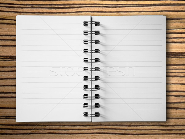 Otwarte dwa twarz notebooka drewna ściany Zdjęcia stock © nuttakit
