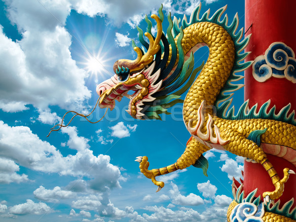 Golden Chinese Dragon and bright sky Stock photo © nuttakit