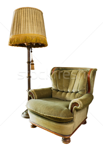 Oude luxe fauteuil vloer lamp witte Stockfoto © nuttakit