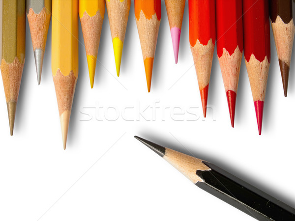 Preto onze quente lápis de cor escritório madeira Foto stock © nuttakit
