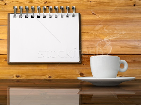 Weiß Tasse heißen Kaffee Briefbogen Couchtisch Stock foto © nuttakit