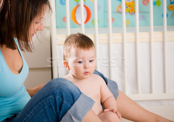 Anya baba fiatal játszik fiú 1 éves Stock fotó © nyul