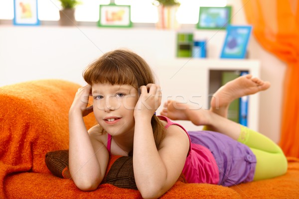 Little girl lying on sofa Stock photo © nyul