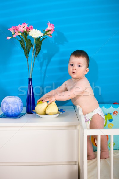 Foto d'archivio: Baby · mangiare · frutti · dolce · ragazzo