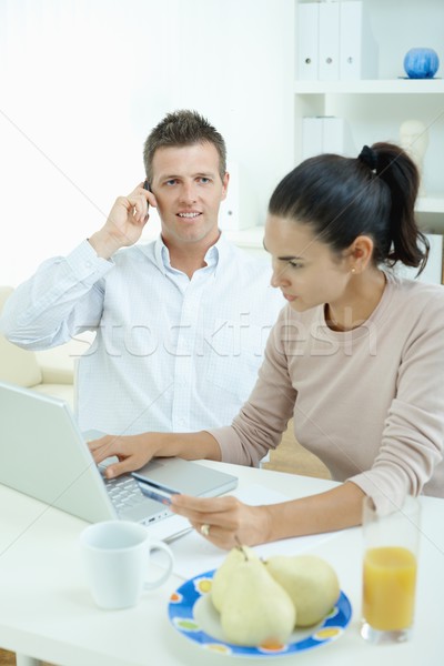 Foto stock: Pareja · compras · Internet · sesión · escritorio