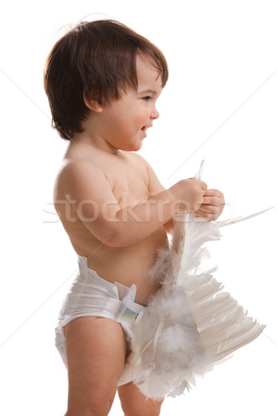 Baby girl holding angel wings Stock photo © nyul