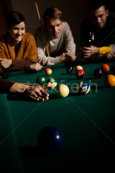 Friends playing snooker Stock photo © nyul