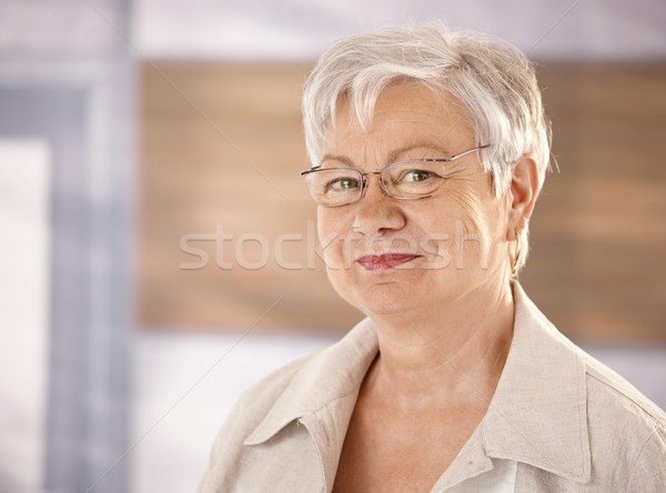 Portre kadın emekli beyaz saçlı bakıyor Stok fotoğraf © nyul