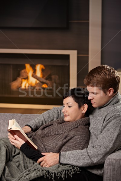 Couple reading at home Stock photo © nyul