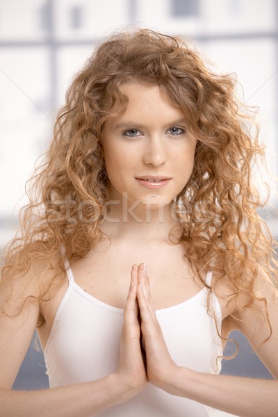 Oefenen yoga gebed pose aantrekkelijk Stockfoto © nyul