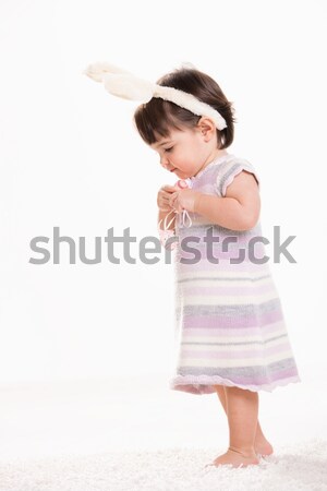 Baby girl in easter costume Stock photo © nyul