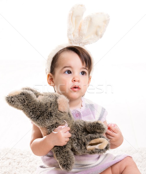 Küçük tavşan kız easter bunny kostüm Stok fotoğraf © nyul