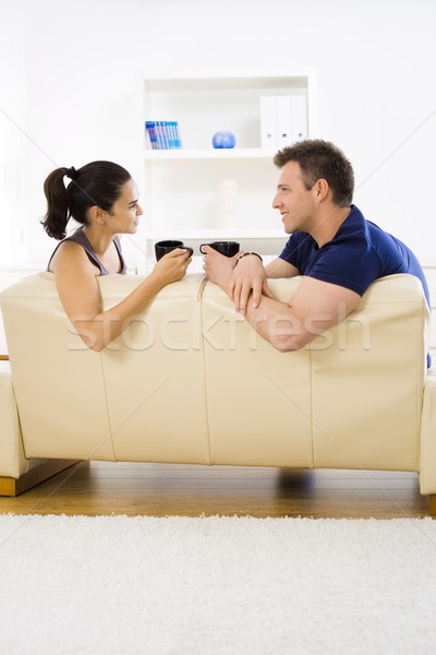 Couple potable café maison séance [[stock_photo]] © nyul