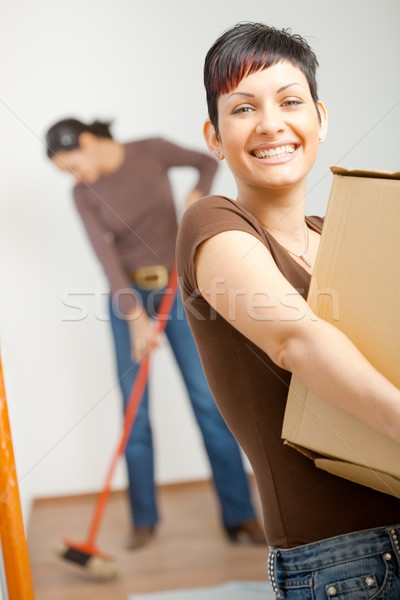 Young woman with cardboard box Stock photo © nyul