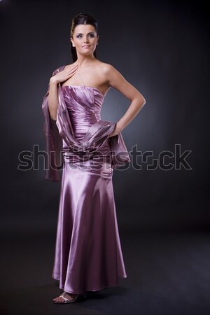 Frau Abendkleid anziehend Sitzung Stuhl Stock foto © nyul