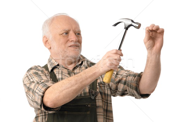 Senior man hammering Stock photo © nyul