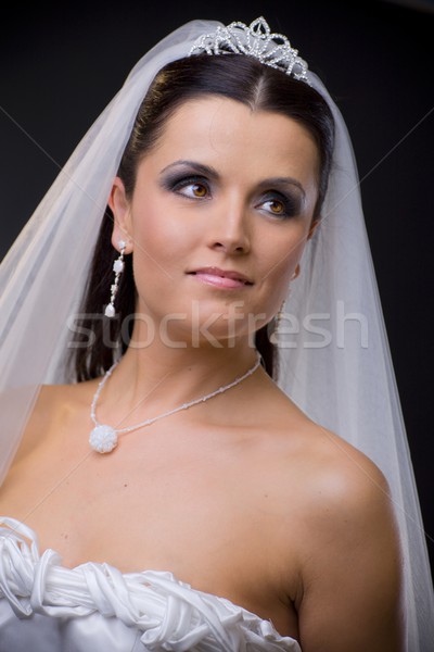 Menyasszony fátyol közelkép portré fiatal visel Stock fotó © nyul
