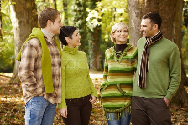 Two couples talking in autumn forest Stock photo © nyul