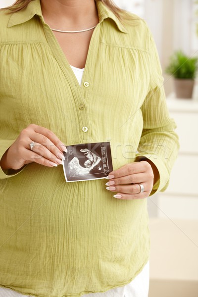 Pregnant tummy with ultrasound photo Stock photo © nyul