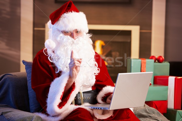 Stockfoto: Moderne · kerstman · vergadering · haard