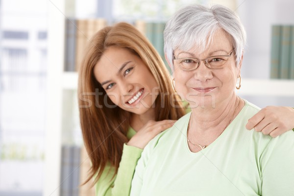 Portre yaşlı anne kız gülen mutlulukla Stok fotoğraf © nyul