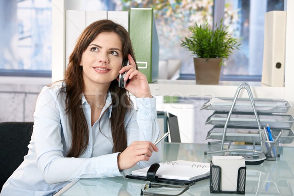 Stockfoto: Vrouwelijke · assistent · telefoon · vergadering · kantoor