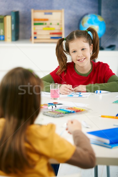 Stock foto: Elementare · Alter · Kinder · Malerei · Klassenzimmer · Sitzung