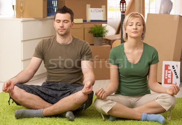 Yoga meditasyon hareketli oturma Stok fotoğraf © nyul