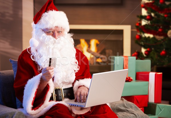 Święty mikołaj online christmas przedstawia Internetu Zdjęcia stock © nyul