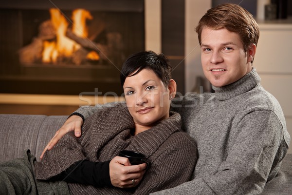 Couple hugging at home Stock photo © nyul