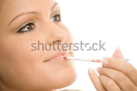 Foto stock: Maquillaje · hermosa · labio · aislado