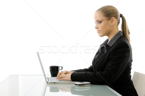 деловая женщина рабочих компьютер молодые довольно сидят Сток-фото © nyul