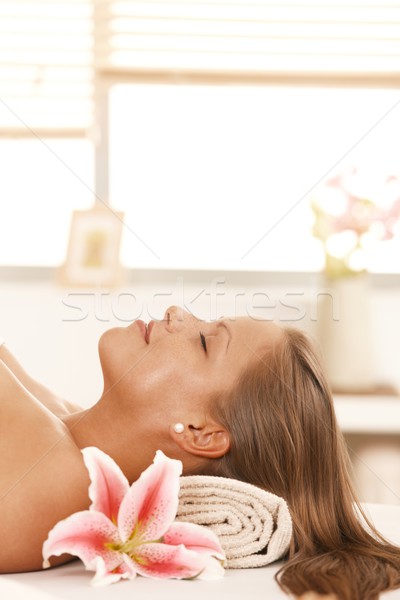 Stock photo: Portrait of young woman sleeping in day spa
