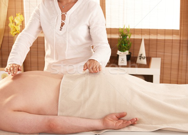 Reiki trattamento mani indietro fiore occhi Foto d'archivio © nyul