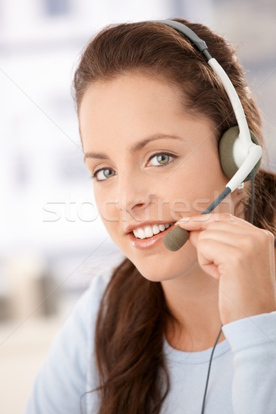 Portrait of pretty dispatcher with headphones Stock photo © nyul