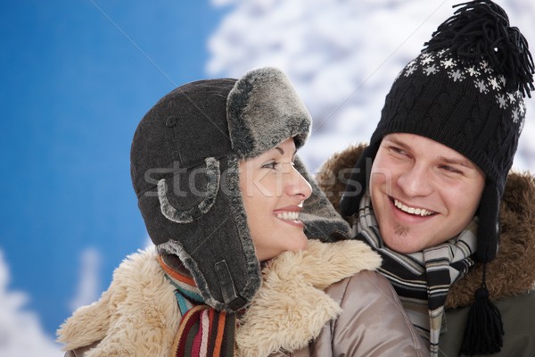 Imagine de stoc: Fericit · cuplu · iarnă · zăpadă