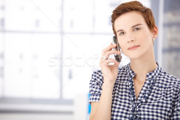 Portrait of woman on call Stock photo © nyul