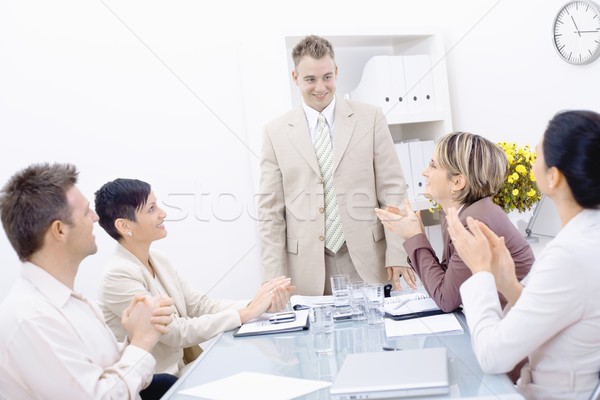 üzlet siker csoport üzletemberek ül asztal Stock fotó © nyul