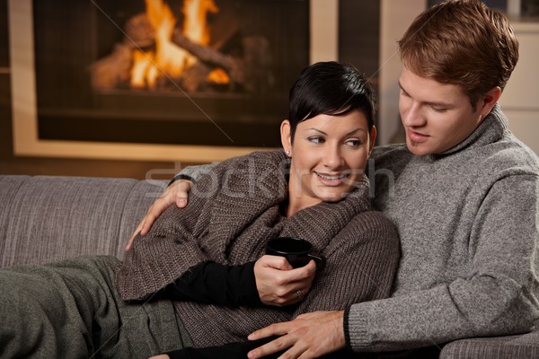 Couple hugging at home Stock photo © nyul