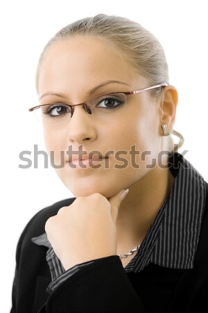 деловая женщина мышления молодые изолированный белый бизнеса Сток-фото © nyul