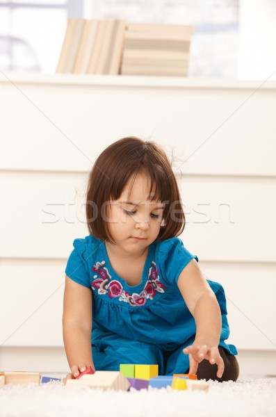 Small girl with building block Stock photo © nyul