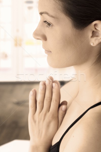 Foto stock: Tradicional · mulher · jovem · ioga · exercer · mulher