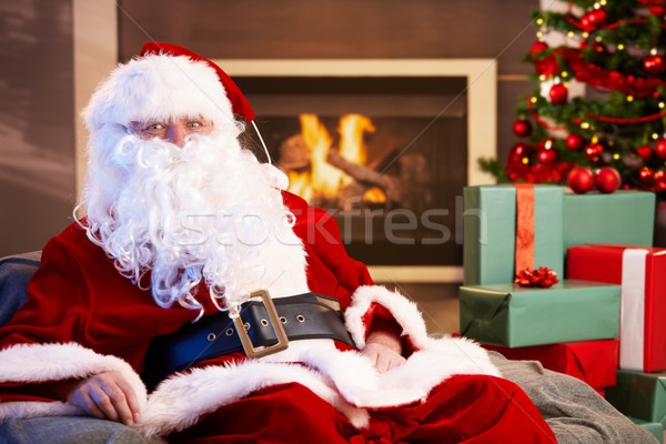 Stockfoto: Portret · kerstman · vergadering · haard · christmas · presenteert