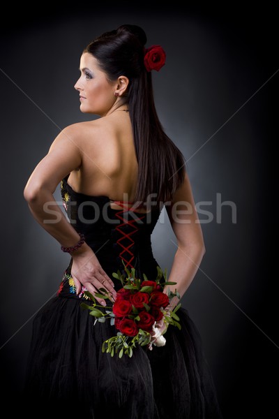 Donna abito da cocktail bella posa nero Foto d'archivio © nyul