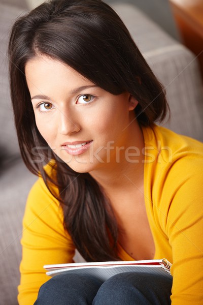 肖像 漂亮 女學生 坐在 看 商業照片 © nyul