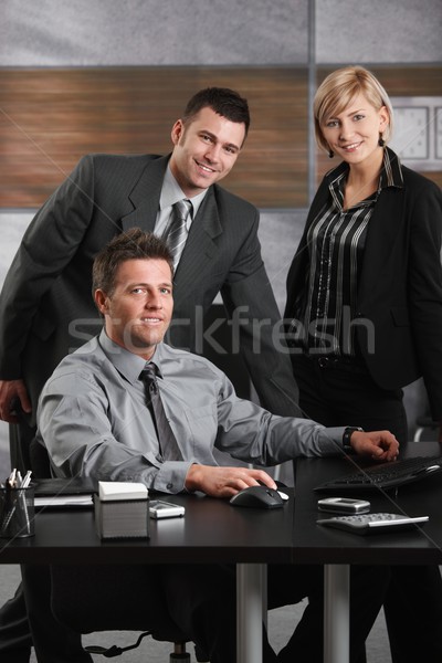 Stockfoto: Gelukkig · zakenlieden · portret · zakenman · team